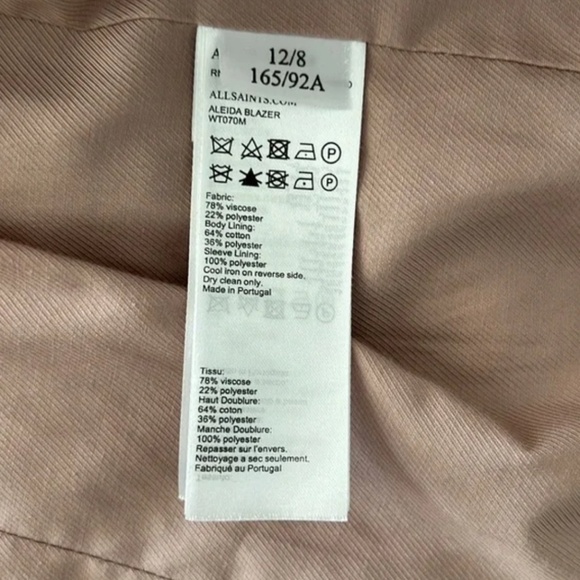 All Saints Aleida Blazer Dusty Rose Nude US 8 - Picture 4 of 4